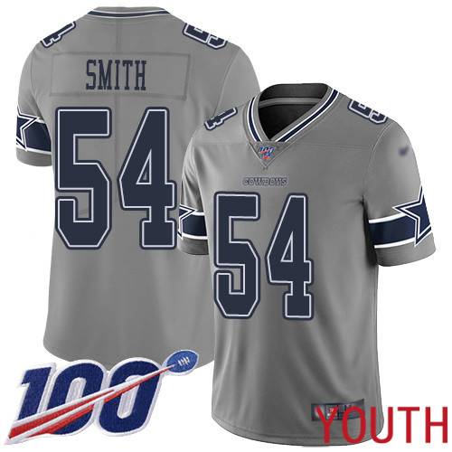 Youth Dallas Cowboys Limited Gray Jaylon Smith #54 100th Season Inverted Legend NFL Jersey